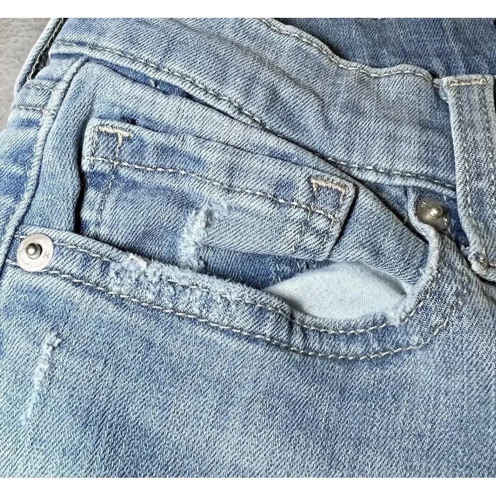 Banana Republic Womens Size 27/4 Petites Skinny Fit Jeans Blue Fashionable Rips - Picture 11 of 13